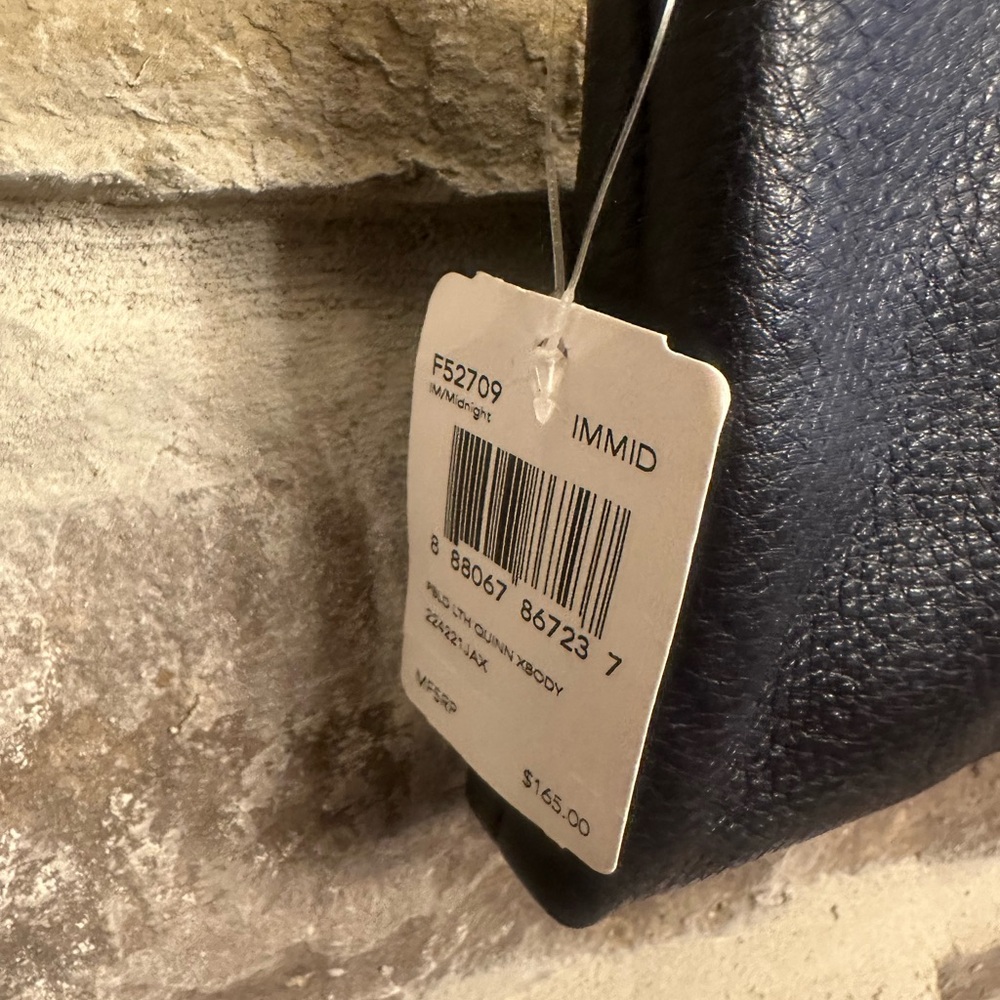 NWT Coach chain pebbled leather quinn crossbody bag chain midnight dark blue - Picture 4 of 6